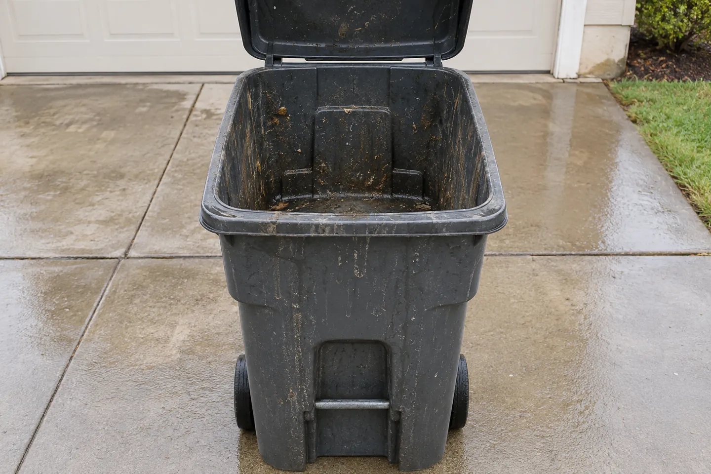 Dirty bin with everyday residue